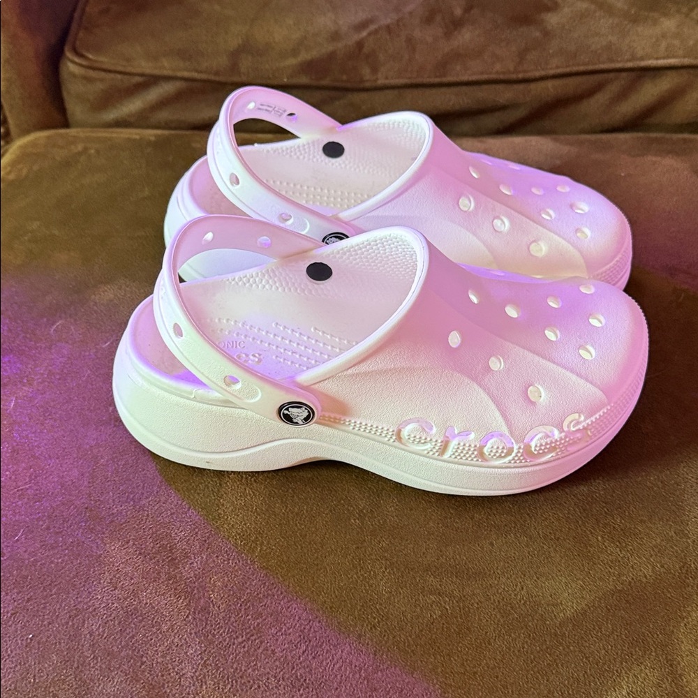 CROCS White Platform Clogs